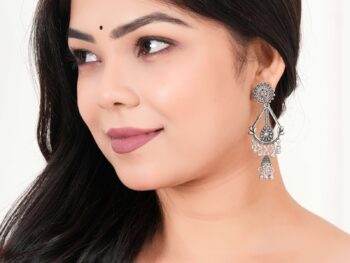 Women's Handmade Traditional Jhumki With Moon Chandbali Design Ethnic Wedding Wear Earrings For Women