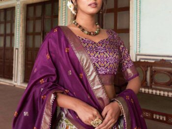 Women's Tussar Silk Patola Print Lehenga Choli with Dupatta ? Foil Work Stitched Lehenga Set