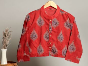 Handmade Block Print Cotton for Women ? Ethnic Floral Printed Top with Long Sleeves