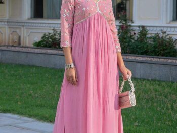 Women's Rayon embroidery work Georgette Fit & Flare Dress