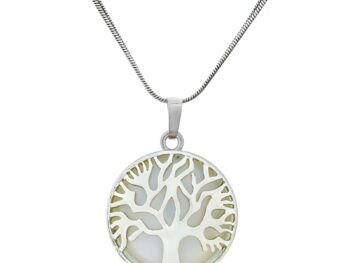 Crystal Tree of Life Pendant Simple White crystal Mineral Jewellery for Men Women Pendulum Necklace Family Tree Necklace Tree of Life Gemstone White crystal