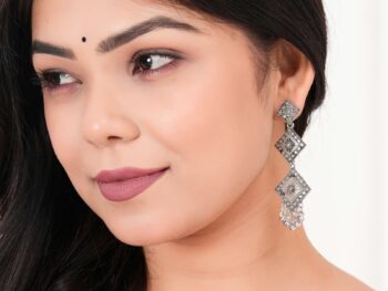Women Traditional Silver AZ838-OXidised Jhumka Set | German Silver Chand Baliyan & Jhumkas Earrings for Women | Birthday & Anniversary Gift -AZ838-OX-ER47