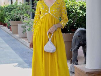 Women's Rayon embroidery work Georgette Fit & Flare Dress