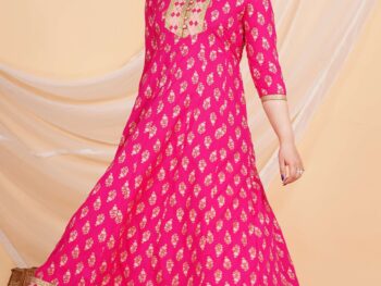 Women's Rayon Printed Anarkali Short Kurti Gown