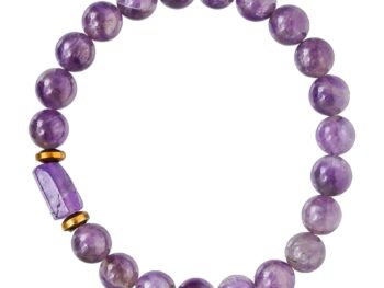 Amethyst Tumbler Bracelet for Women Men's Gifts - Protection Healing Crystal Bracelet - 8mm Gemstone Beaded Adjustable