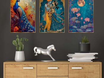 Set of Three Wall Paintings for Wall Dacoration Golden Framed Wall Paintings for Living Room & Bedroom Wall Art for Home Decoration & Office Wall Décor (18x12 inch CH-GD3-12)