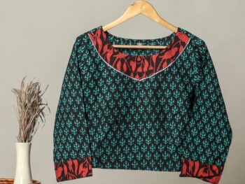 Handmade Block Print Cotton for Women ? Ethnic Floral Printed Top with Long Sleeves