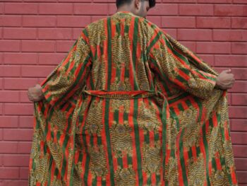 Womens Red Green Velvet Embroidered Jacket with Floral Design