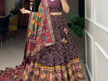Women's Patola Print Lehenga Choli with Dupatta ? Traditional Gujarati Style Festive Wear