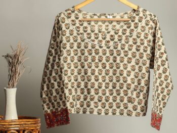 Handmade Block Print Cotton for Women ? Ethnic Floral Printed Top with Long Sleeves