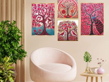 Set of Four Wall Paintings for Wall Dacoration Golden Framed Wall Paintings for Living Room & Bedroom Wall Art for Home Decoration & Office Wall Décor (13x10 inch CH-GD4-4)