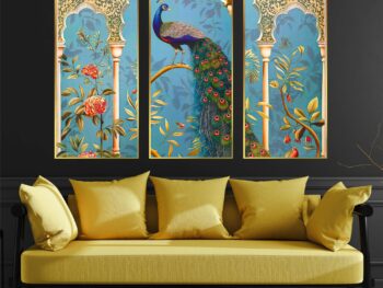 Set of Three large Wall Paintings for Wall Dacoration Golden Framed Wall Paintings for Living Room & Bedroom Wall Art for Home Decoration & Office Wall Décor (14x11 inch CH-LGD3-4)