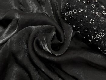 Women's Classic Black Shimmer Saree with All-Over Sequin Embellished Blouse Piece