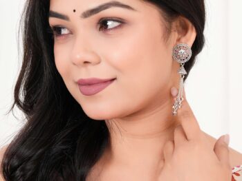 Women Traditional Silver AZ838-OXidised Jhumka Set | German Silver Chand Baliyan & Jhumkas Earrings for Women | Birthday & Anniversary Gift -AZ838-OX-ER49