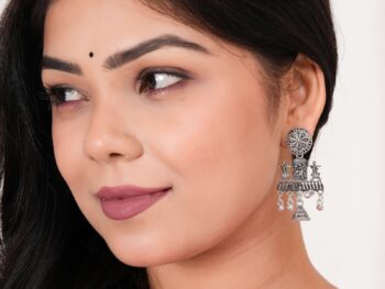 Women's Indian Traditional AZ838-OXidised Silver Earrings For Women | Doli Wedding Theme Jumka Wedding Wear