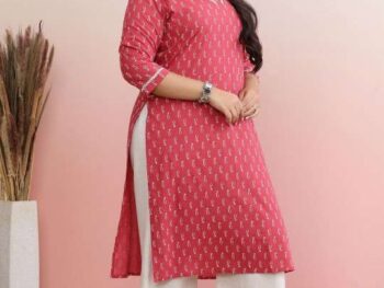 Women's Rayon Printed Straight Kurti With Pant Set