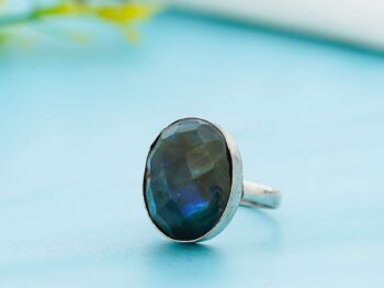 Arts Crystal Products Natural Labradorite Ring Set for Women,Vintage Joint Knuckle Stackable Rings Oval Gemstone Ring