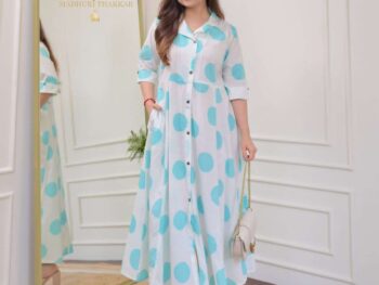 Women's Cotton Floral Printed 3/4 quarter sleeve A-Line printed kurti